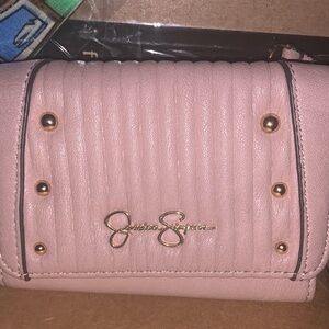 Jessica Simpson Mauve Quilted Tan Wallet with matching Bag scarf